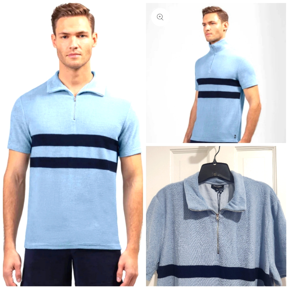 Ron Dorff Blue Terry Polo Shirt Xxl